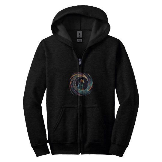 Astronaut Outer Space Kitty on Galaxy Cat Lover Zip Hoodies