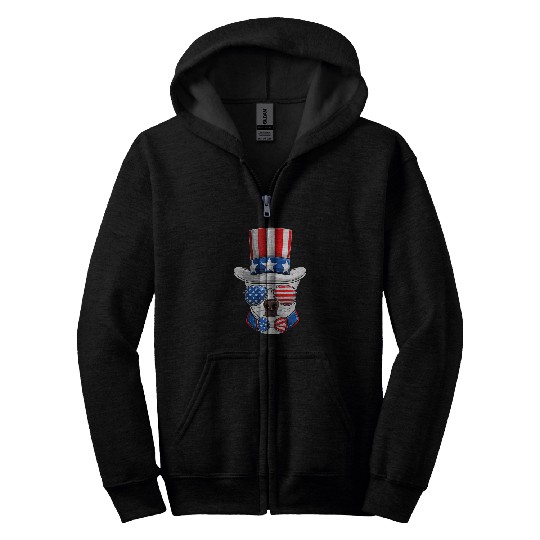 American Flag Chihuahua Poppy Lover Fourth Of July Dog Zip Hoodies
