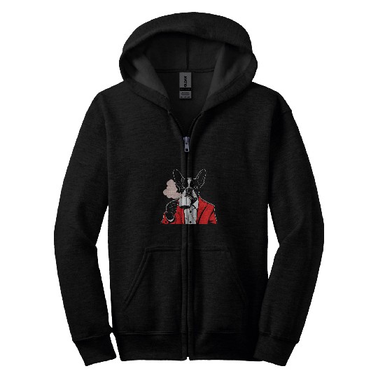 Boston Terrier Coffee Funny Dog Beverage Zip Hoodies