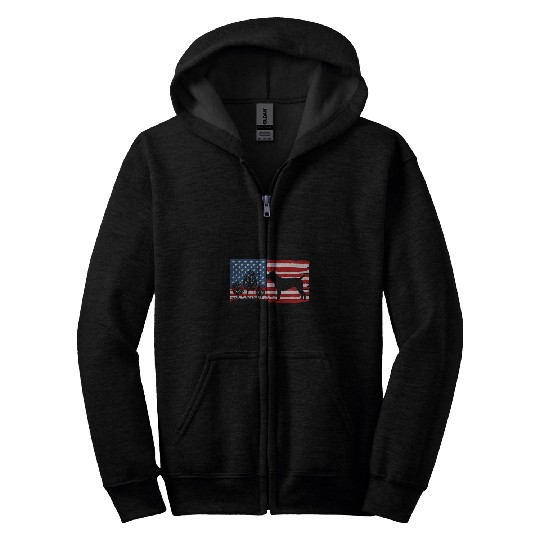American Flag Morel Mushroom Hunting Cane Corso Dog Owner Zip Hoodies