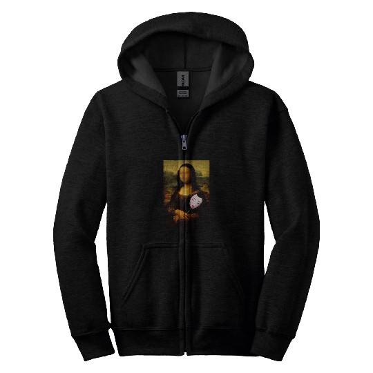Funny Mona Lisa Art History Geisha Leonardo da Vinci Leonardo Da Vinci Zip Hoodies
