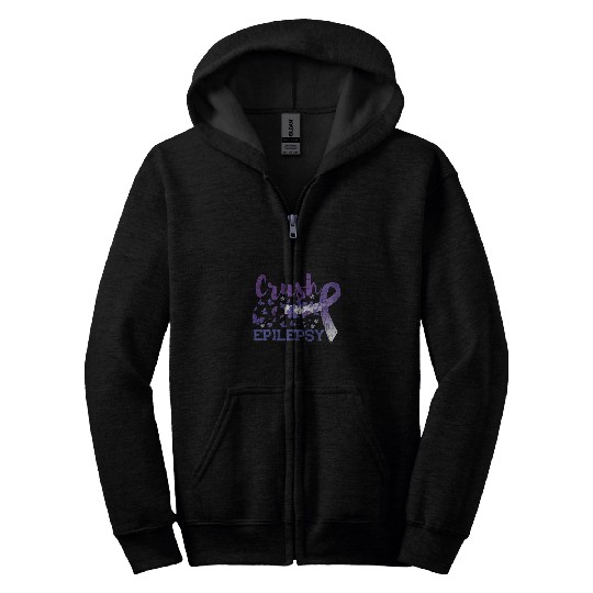 Crush Epilepsy Awareness Month Purple Support Graphic Zip Hoodies