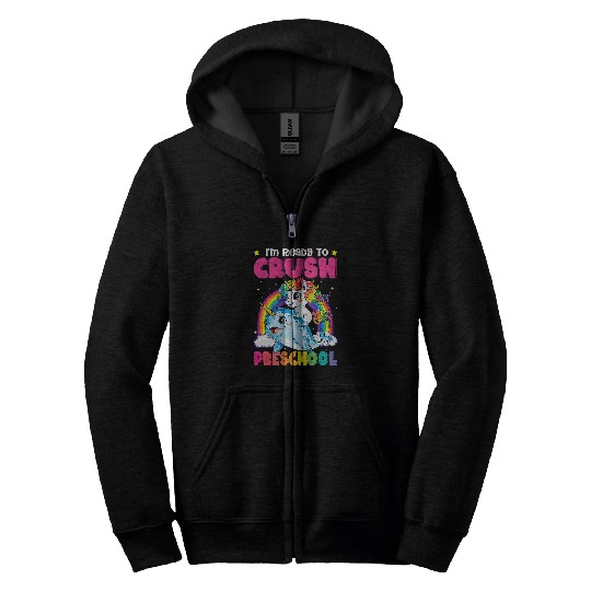 Im Ready To Crush Preschool Narwhal Unicorns Back to School Zip Hoodies