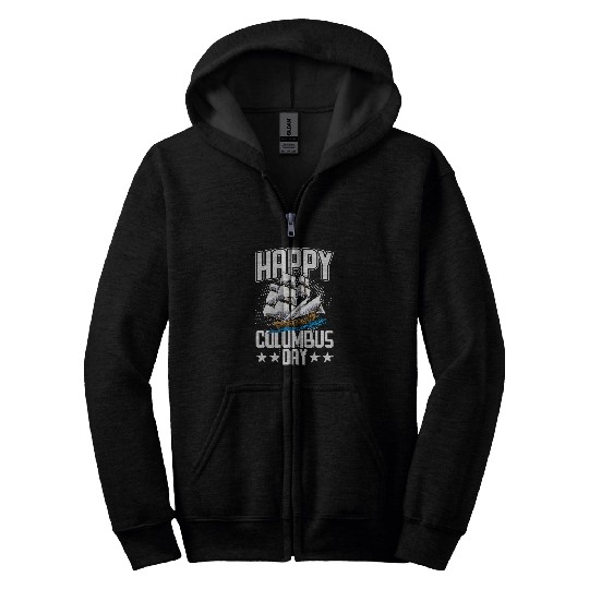 Happy Columbus Day Native American US Flag 1 Zip Hoodies