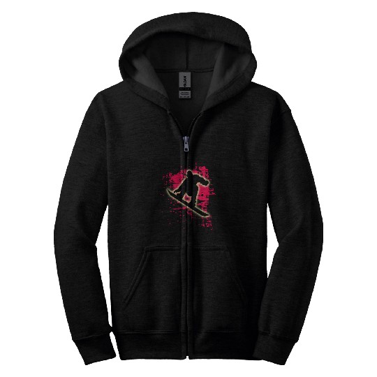 Skiing Ski Red Splatter Snowboarding T Snowboarder Zip Hoodies