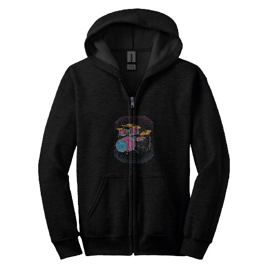 Drummer Drum Set Musical Instrument Music Musician Drums Zip Hoodies