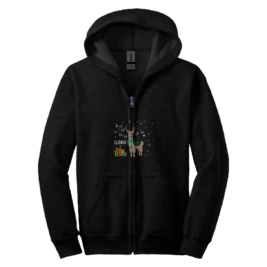 Llama Lover Christmas Llama Santa fa la la llama night 23 Zip Hoodies