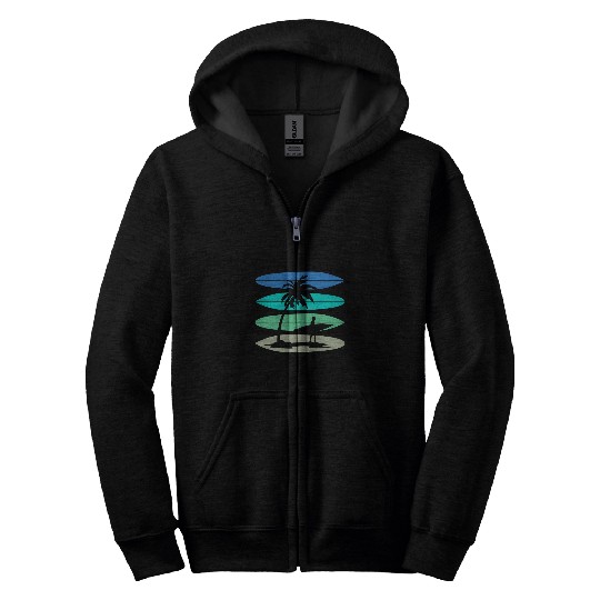Surf Life Retro Surfboard Beach Surf Surfing Surfer Ocean Surfing Zip Hoodies