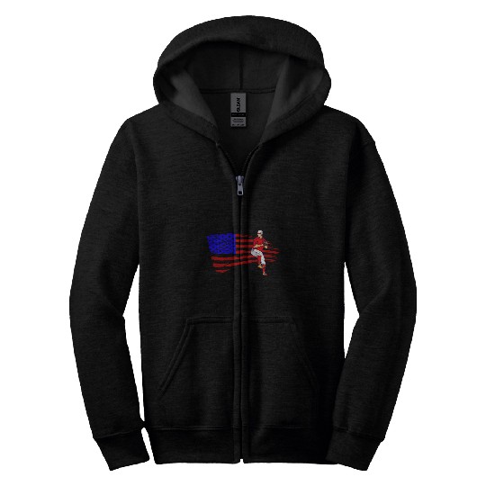 Baseball Pitcher American Flag USA Flag Baseball Zip Hoodies
