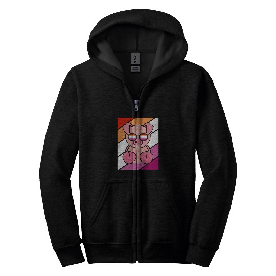 Pig With Pride Lesbian Flag LGBTQ Proud Ally Pride Support Zip Hoodies