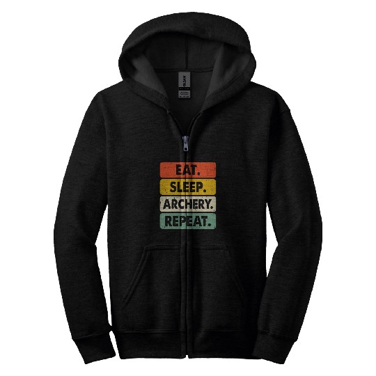 Eat Sleep Archery Repeat Long Bow Hunter Zip Hoodies