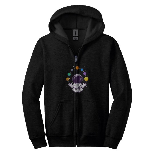 Funny Meditating Yoga Lotus Astronaut Planets Space Cosmos Zip Hoodies