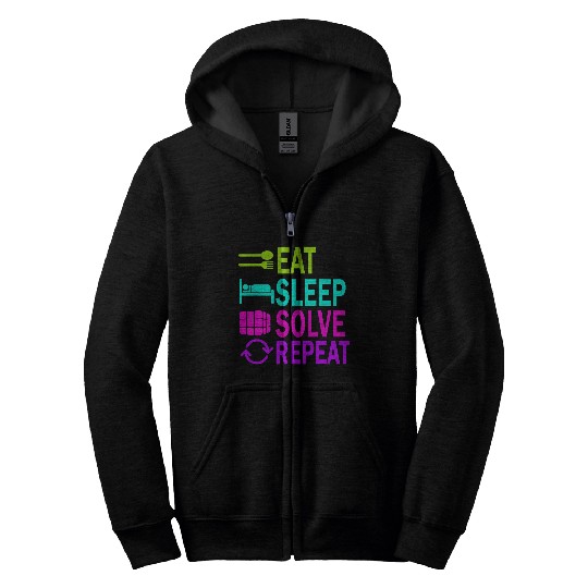 Eat Sleep Solve Repeat Math Speed Cubing Genie Cube 213 Zip Hoodies