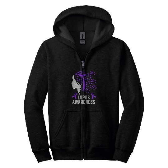 Lupus Awareness Butterfly Wear Purple SLE Autoimmune Disease 3 Zip Hoodies