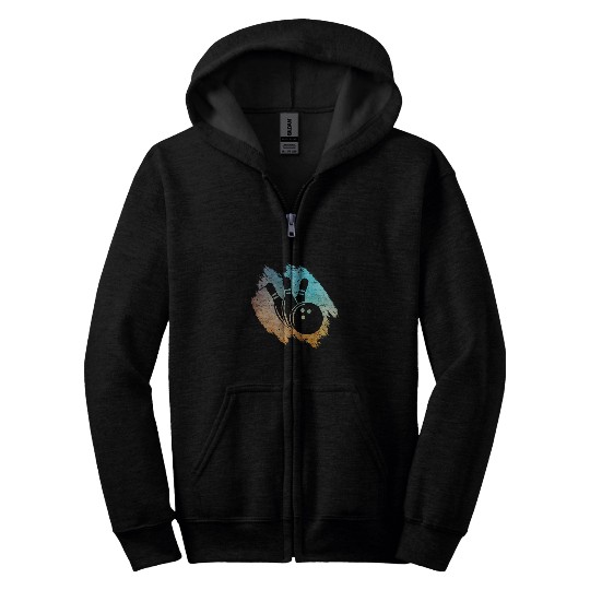 Bowling modern art bowler motif Bowling alley Bowling ball Zip Hoodies