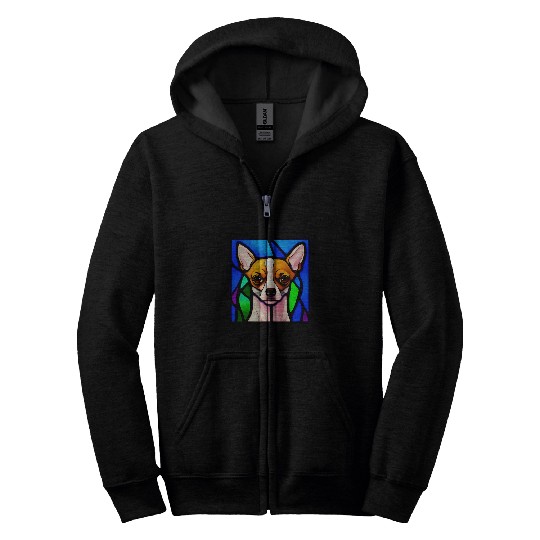 Chihuahua Stained Glass Pop Art 3 Zip Hoodies