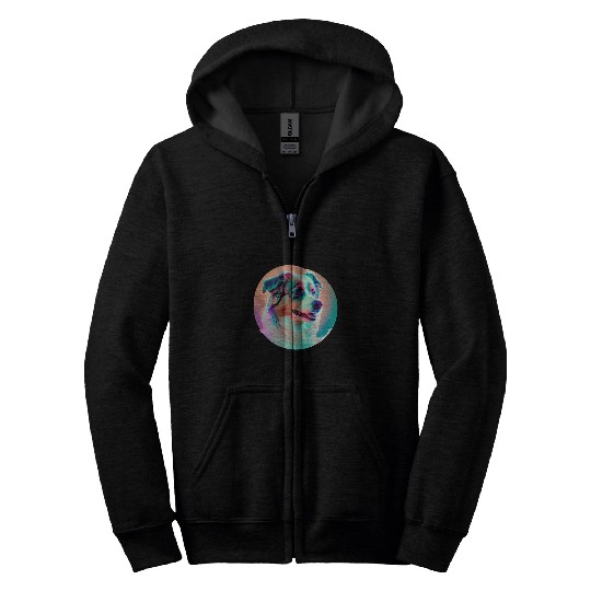 Australian Shepherd Vaporwave Retrowave Aesthetic Zip Hoodies