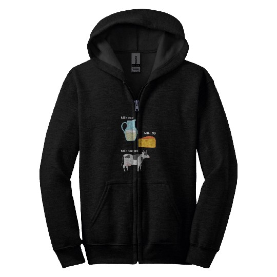 Cow Lover Milk Cheese Cow Computer Nerd Geek Coder Funny Design Zip Hoodies