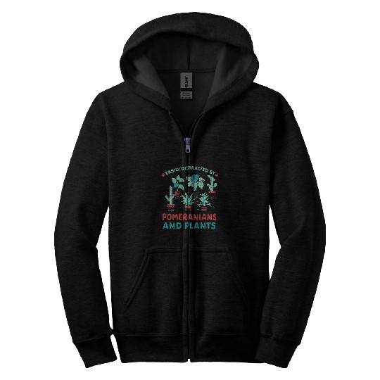 Easily Distracted by Pomeranians and Plants Zwergspitz 1 Zip Hoodies