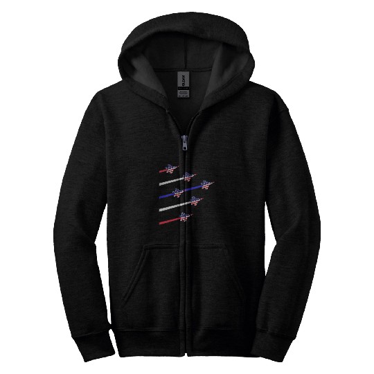 F22 Raptor American Flag 4th of July Red White Blue Airshow 1 Zip Hoodies