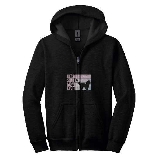 Funny Shih Tzu Mom Art For Women Girl Mothers Day Dog Lover Zip Hoodies
