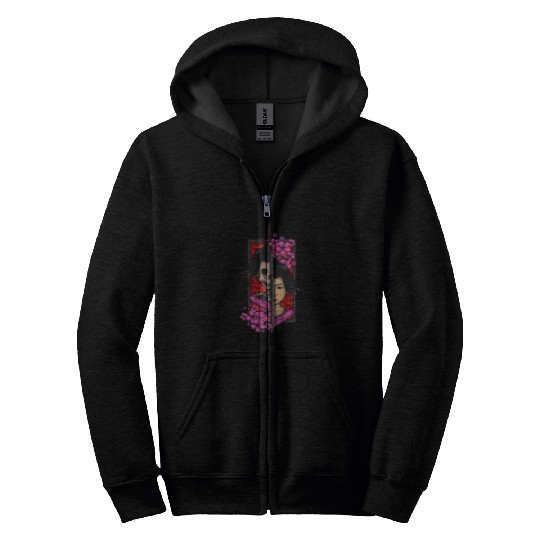 Geisha with katana and sakura cherry blossom samurai Zip Hoodies
