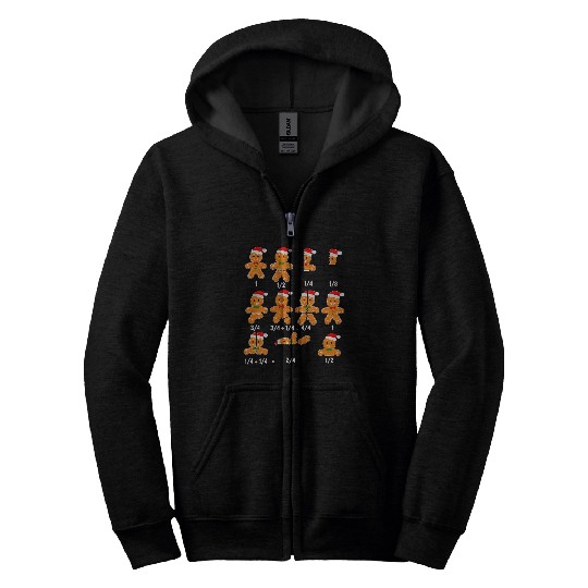 Fractions Math Teacher xmass Funny Christmas Cookie Baking Zip Hoodies