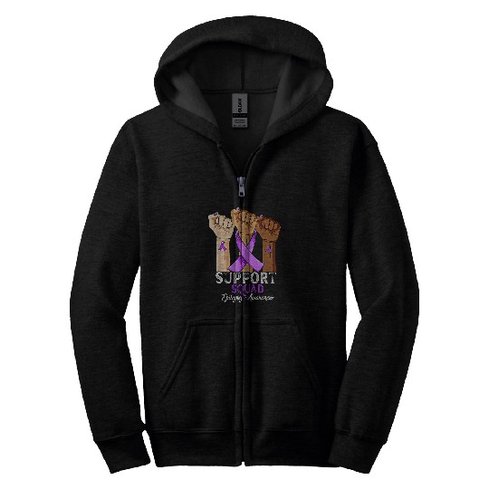 Hand Support Squad November We Wear Purple Epilepsy Zip Hoodies