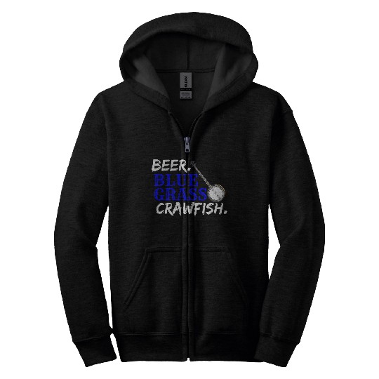 Funny Beer Lover Cajun Crawfish Country Music Bluegrass Zip Hoodies