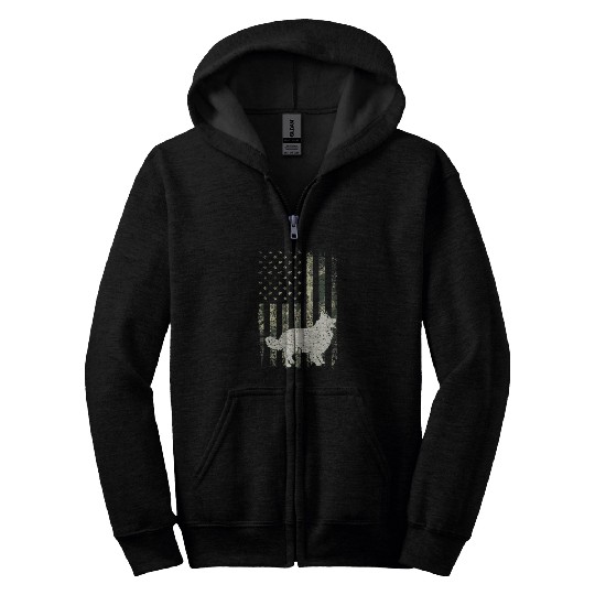 Border Collie Dog Dad Mom Camouflage USA Flag Zip Hoodies