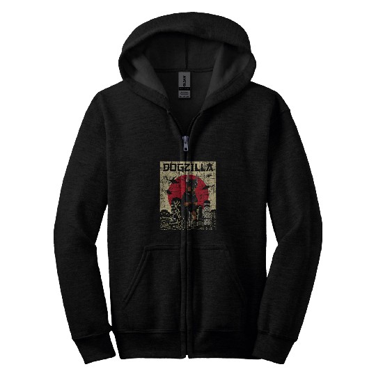 Dogzilla Japanese Doberman Canine Dog Lover Pet Owner Zip Hoodies