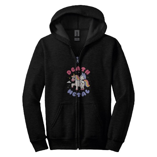 Death Metal Unicorns Rock and Roll Punk Metalcore Zip Hoodies
