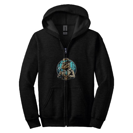 Dino Detective Private Investigator Zip Hoodies