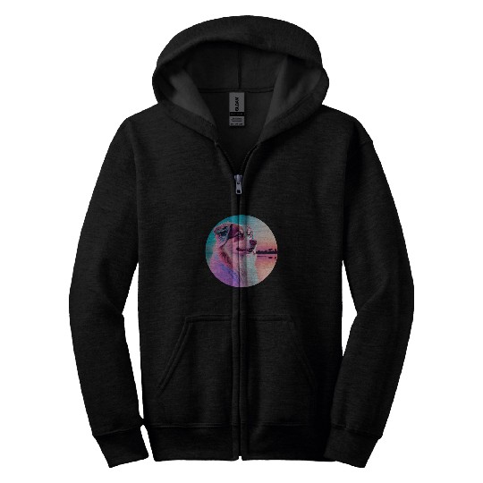 Australian Shepherd Vaporwave Retrowave Aesthetic 1 Zip Hoodies