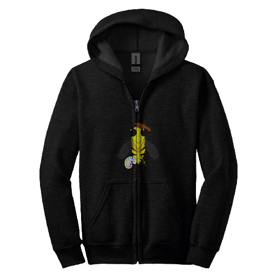 Honey Bee Artist Cartoon Zip Hoodies