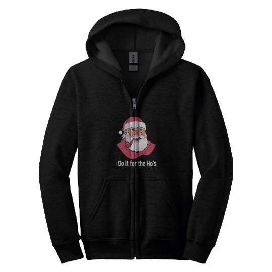 I Do It For The Hos Funny Evil Santa Claus Christmas Zip Hoodies