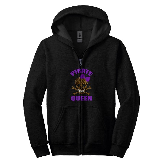 Leopard Print Purple Bow Pirate Queen Skull And Crossbones Zip Hoodies