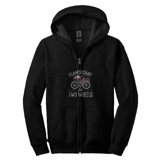 Flamboyant On Two Wheels Bicycle Cycling Zip Hoodies