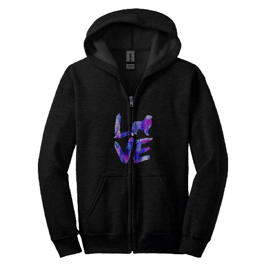 Love Great Pyrenees Watercolor Blue Dog Mom Dad Zip Hoodies