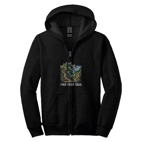 Find Your Trail Scenic Mountain Trail Dirt Bike Tee Zip Hoodies