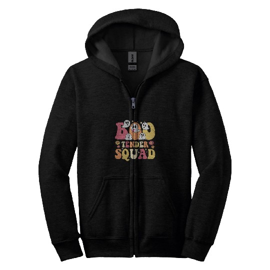 Bootender Squad Groovy Halloween Bartender Funny Zip Hoodies