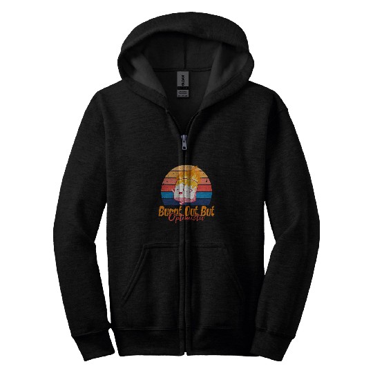 Burnt Out But Optimistic Funny Camping Marshmallow Zip Hoodies