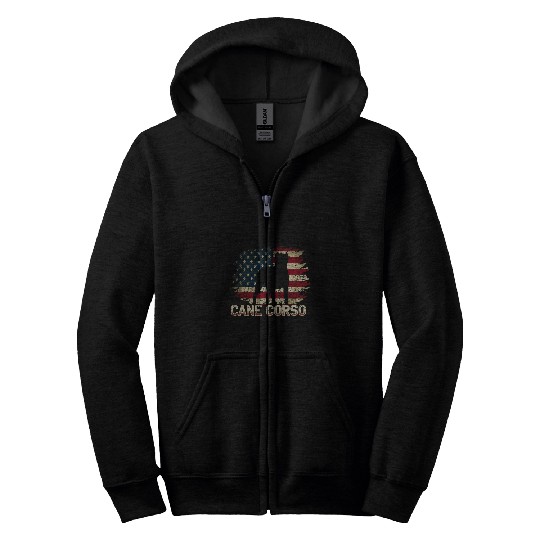 Cane Corso Lover Italian Dog Pet Cane Corso USA Flag 25 Zip Hoodies