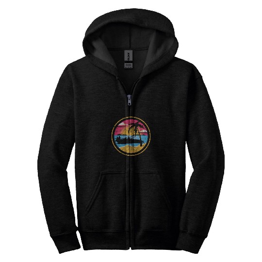 Pontoon Fun vintages Style Pontoon Boat Boating 90s Summer Vacation Zip Hoodies