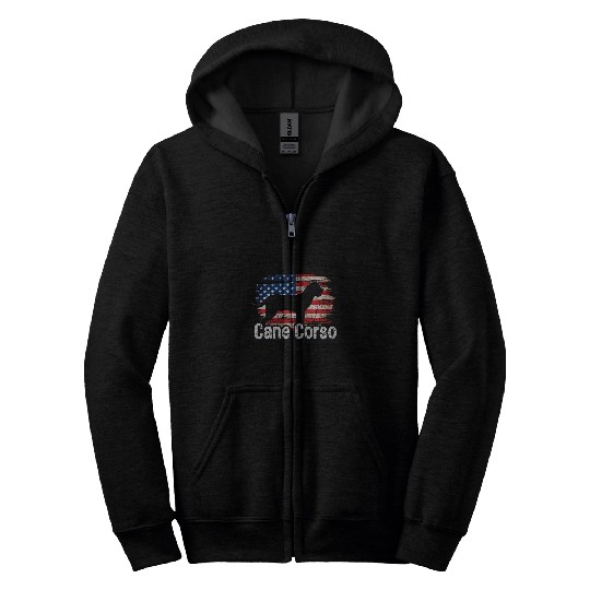Cane Corso Lover Italian Dog Pet Cane Corso USA Flag 34 Zip Hoodies