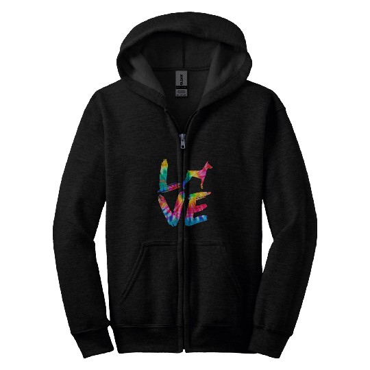 German Pinscher Tie Dye Love Dog Mom Dad Zip Hoodies