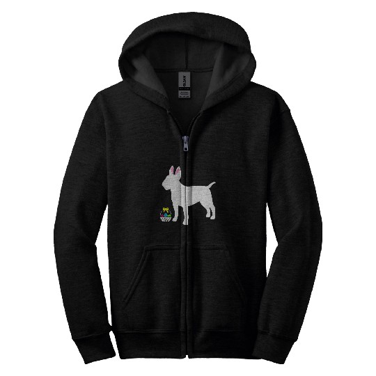 Bull Terrier Easter Bunny Dog Silhouette Zip Hoodies