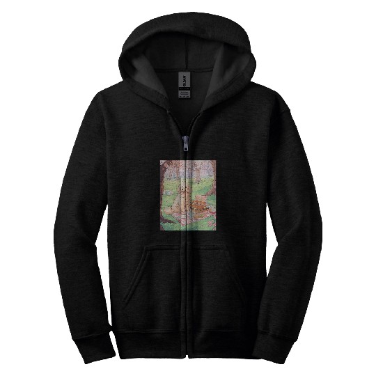 Goldendoodle Cherry Blossom Funny Dog Picnic Zip Hoodies