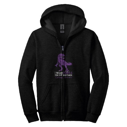 I Wear Purple For Brother Dinosaur Epilepsy Awareness Zip Hoodies