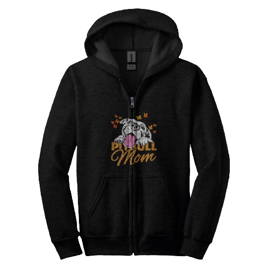 Pitbull Mom Dog Lover Butterfly Cute Blink Gift Women Zip Hoodies